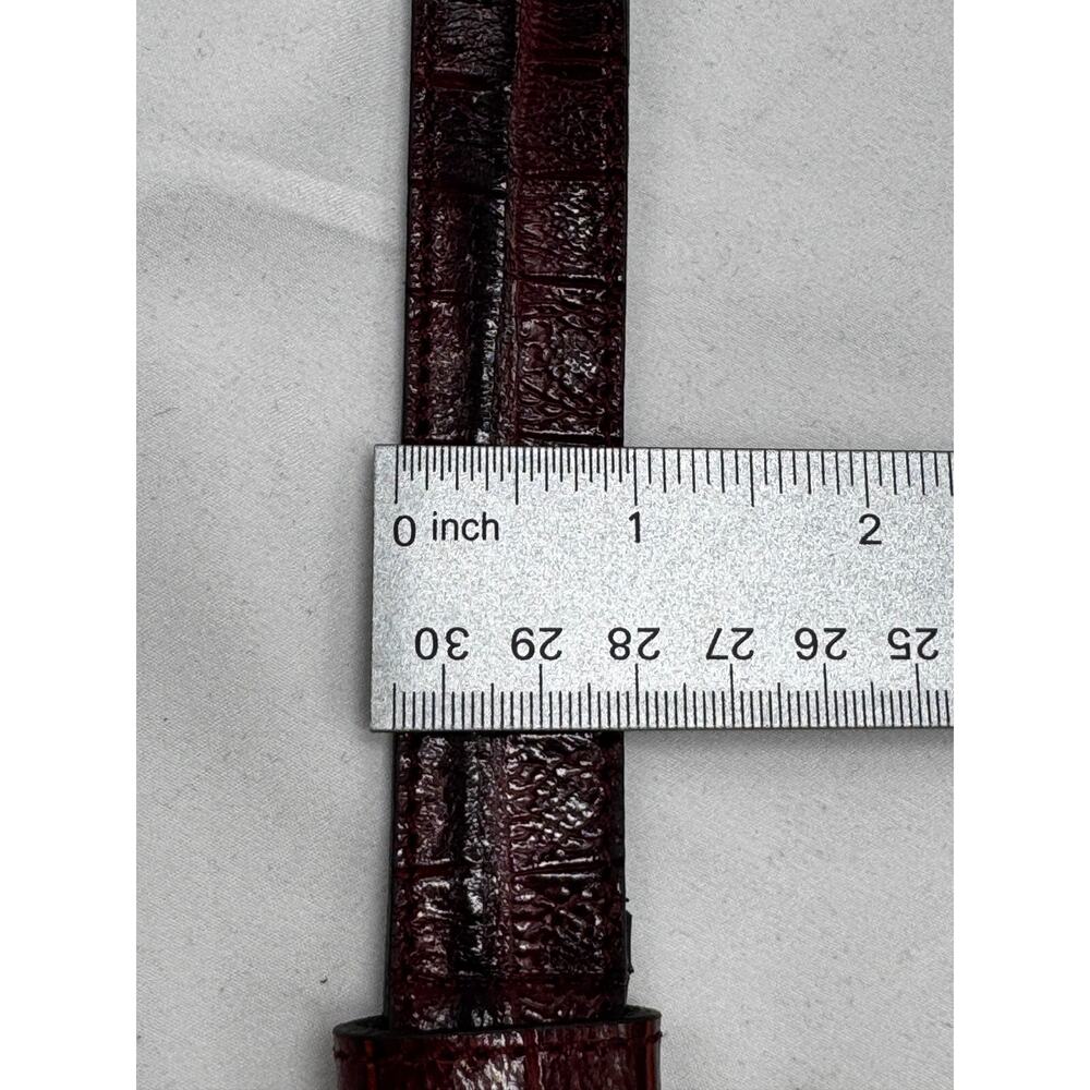 Berge Genuine Leather Belt Oxblood Croc Print Made in Italy Sz L 44.5" NWT - Picture 5 of 6